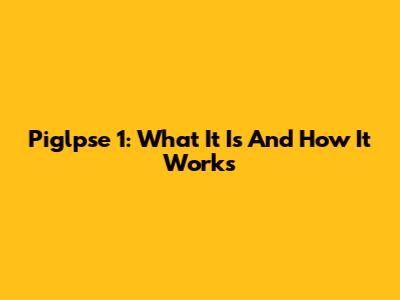 Piglpse 1: What It Is And How It Works