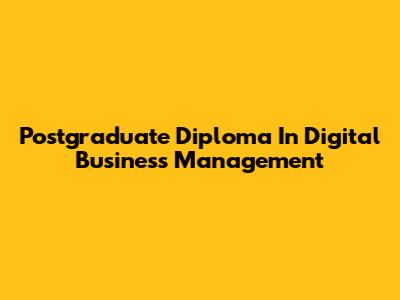 Postgraduate Diploma In Digital Business Management
