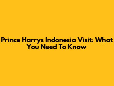 Prince Harry's Indonesia Visit: What You Need To Know