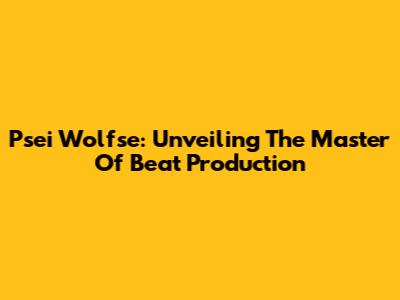 Psei Wolfse: Unveiling The Master Of Beat Production