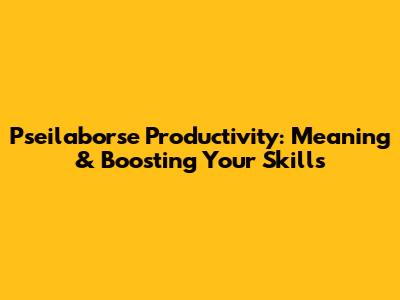 Pseilaborse Productivity: Meaning & Boosting Your Skills