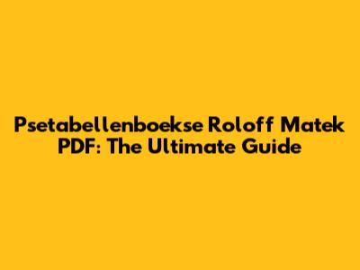 Psetabellenboekse Roloff Matek PDF: The Ultimate Guide