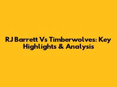RJ Barrett Vs Timberwolves: Key Highlights & Analysis