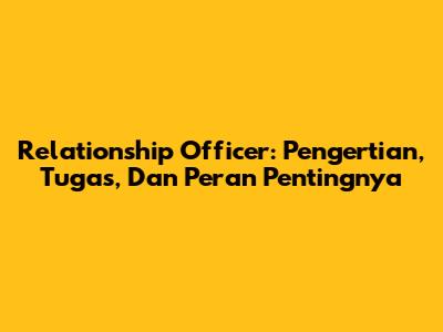 Relationship Officer: Pengertian, Tugas, Dan Peran Pentingnya