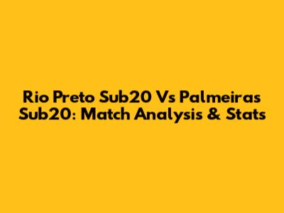 Rio Preto Sub20 Vs Palmeiras Sub20: Match Analysis & Stats