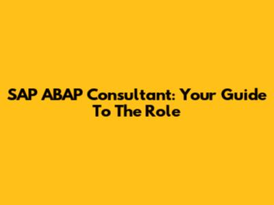 SAP ABAP Consultant: Your Guide To The Role