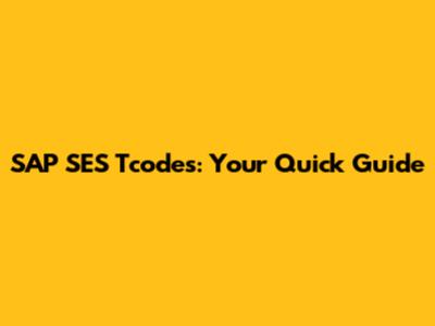 SAP SES Tcodes: Your Quick Guide