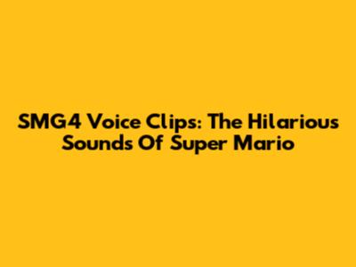 SMG4 Voice Clips: The Hilarious Sounds Of Super Mario