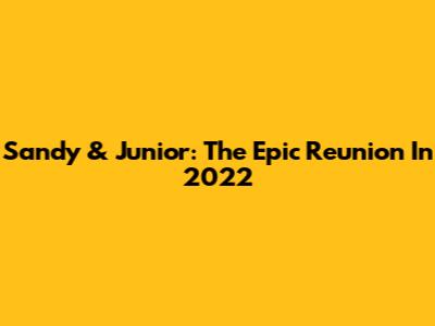 Sandy & Junior: The Epic Reunion In 2022