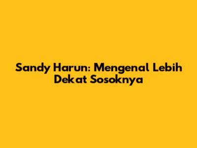 Sandy Harun: Mengenal Lebih Dekat Sosoknya