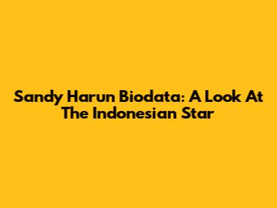 Sandy Harun Biodata: A Look At The Indonesian Star
