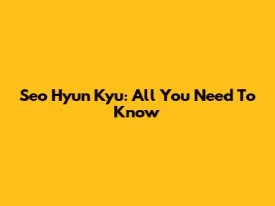 Seo Hyun Kyu: All You Need To Know