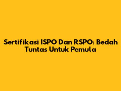 Sertifikasi ISPO Dan RSPO: Bedah Tuntas Untuk Pemula