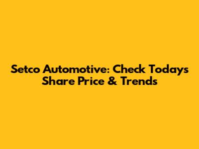 Setco Automotive: Check Today's Share Price & Trends