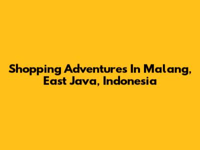 Shopping Adventures In Malang, East Java, Indonesia