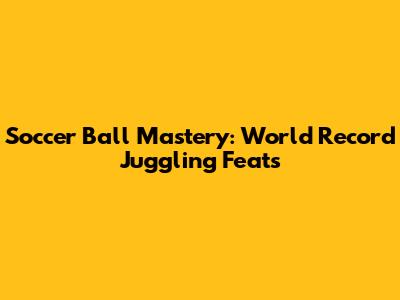 Soccer Ball Mastery: World Record Juggling Feats