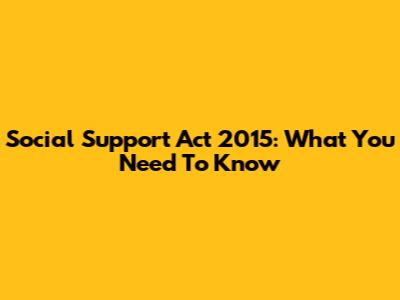 Social Support Act 2015: What You Need To Know