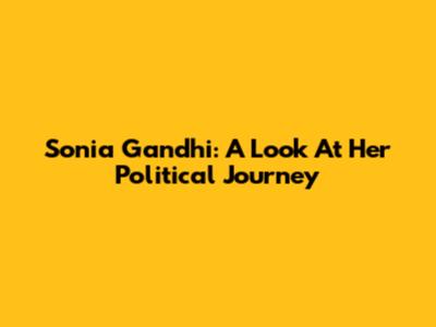 Sonia Gandhi: A Look At Her Political Journey