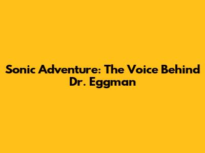 Sonic Adventure: The Voice Behind Dr. Eggman