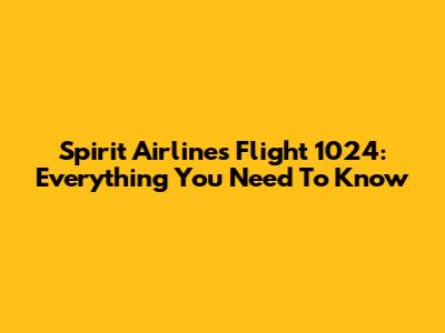 Spirit Airlines Flight 1024: Everything You Need To Know