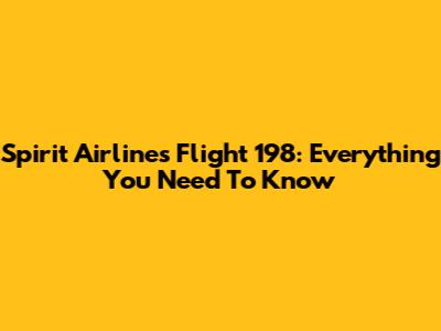 Spirit Airlines Flight 198: Everything You Need To Know