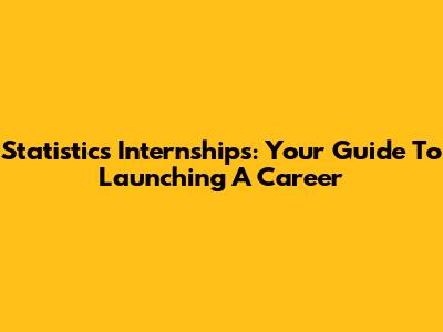 Statistics Internships: Your Guide To Launching A Career