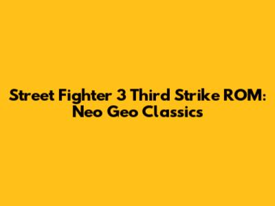 Street Fighter 3 Third Strike ROM: Neo Geo Classics
