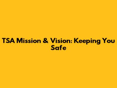TSA Mission & Vision: Keeping You Safe