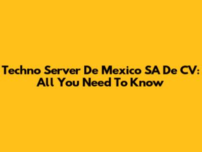 Techno Server De Mexico SA De CV: All You Need To Know