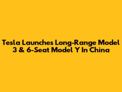 Tesla Launches Long-Range Model 3 & 6-Seat Model Y In China