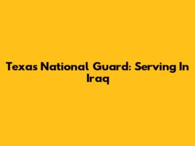 Texas National Guard: Serving In Iraq