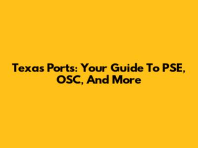 Texas Ports: Your Guide To PSE, OSC, And More