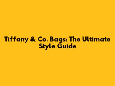 Tiffany & Co. Bags: The Ultimate Style Guide