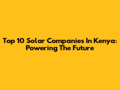 Top 10 Solar Companies In Kenya: Powering The Future