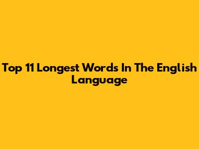 Top 11 Longest Words In The English Language
