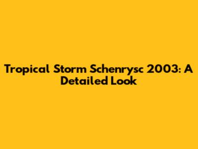 Tropical Storm Schenrysc 2003: A Detailed Look
