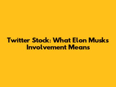 Twitter Stock: What Elon Musk's Involvement Means