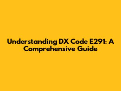 Understanding DX Code E291: A Comprehensive Guide
