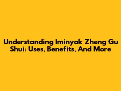 Understanding Iminyak Zheng Gu Shui: Uses, Benefits, And More