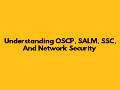 Understanding OSCP, SALM, SSC, And Network Security