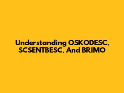 Understanding OSKODESC, SCSENTBESC, And BRIMO