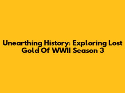 Unearthing History: Exploring Lost Gold Of WWII Season 3