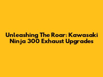 Unleashing The Roar: Kawasaki Ninja 300 Exhaust Upgrades