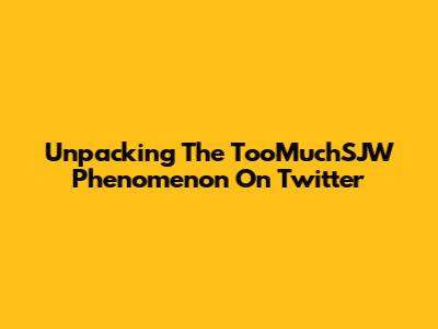 Unpacking The 'TooMuchSJW' Phenomenon On Twitter