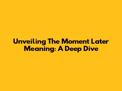 Unveiling 'The Moment Later' Meaning: A Deep Dive