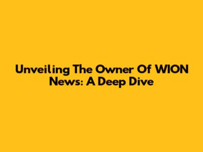Unveiling The Owner Of WION News: A Deep Dive