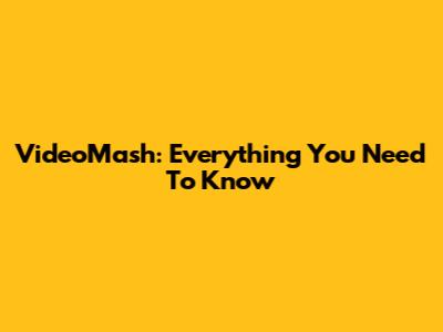 VideoMash: Everything You Need To Know