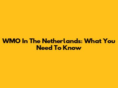 WMO In The Netherlands: What You Need To Know