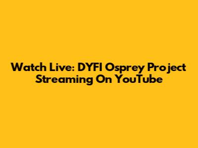Watch Live: DYFI Osprey Project Streaming On YouTube
