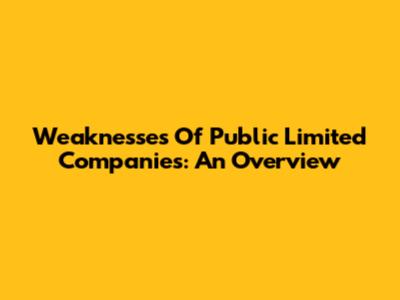 Weaknesses Of Public Limited Companies: An Overview